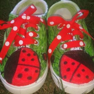 Lady bug hand painted shoes